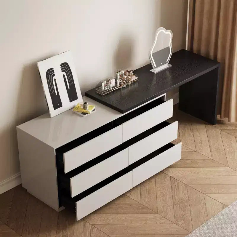 Comò Moderno Estensibile con 6 Cassetti Contenitori, Configurazione Reversibile Sinistra o Destra, Comò Contenitore per Camera da Letto e Spogliatoio