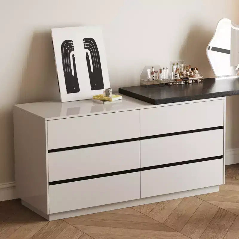 Comò Moderno Estensibile con 6 Cassetti Contenitori, Configurazione Reversibile Sinistra o Destra, Comò Contenitore per Camera da Letto e Spogliatoio