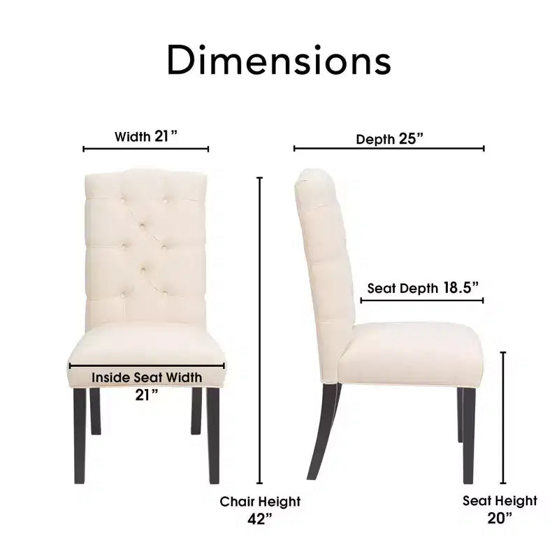 Confezione da 2 sedie da pranzo trapuntate Provence, beige