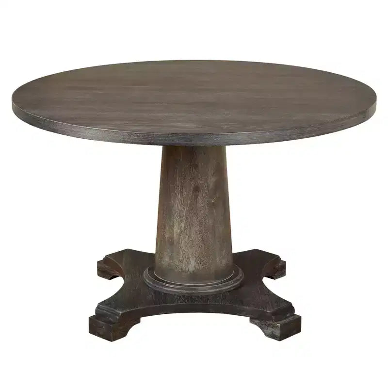 Set da pranzo Ariana tradizionale 5 pezzi con piedistallo, sedie imbottite, legno di gomma, tavolo con piedistallo