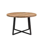 Tavolo da pranzo rotondo Blossom 48" in legno di sheesham marrone, fatto a mano, per 4-6 persone