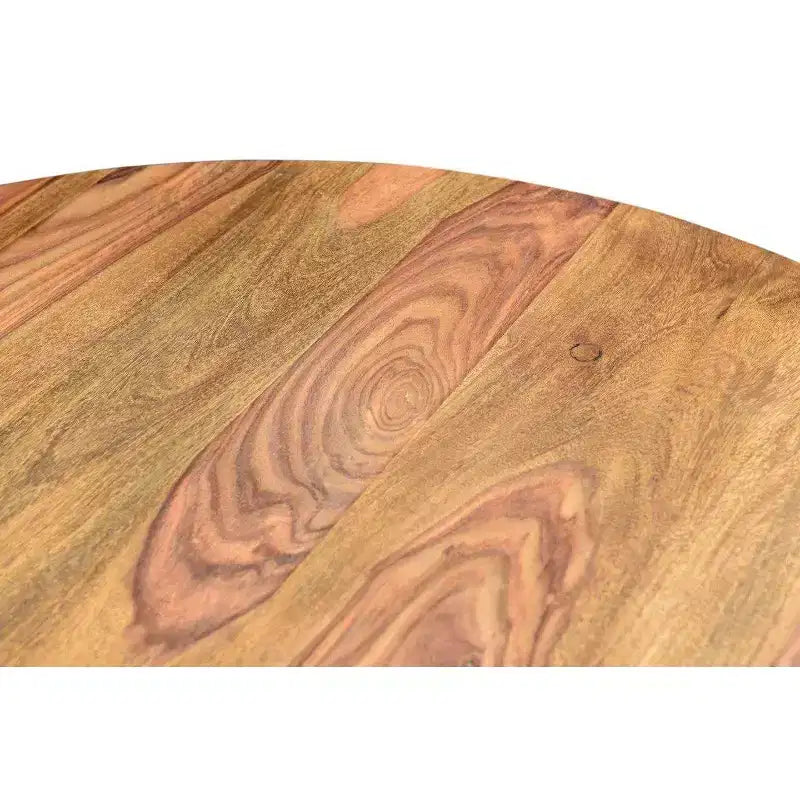 Tavolo da pranzo rotondo Blossom 48" in legno di sheesham marrone, fatto a mano, per 4-6 persone