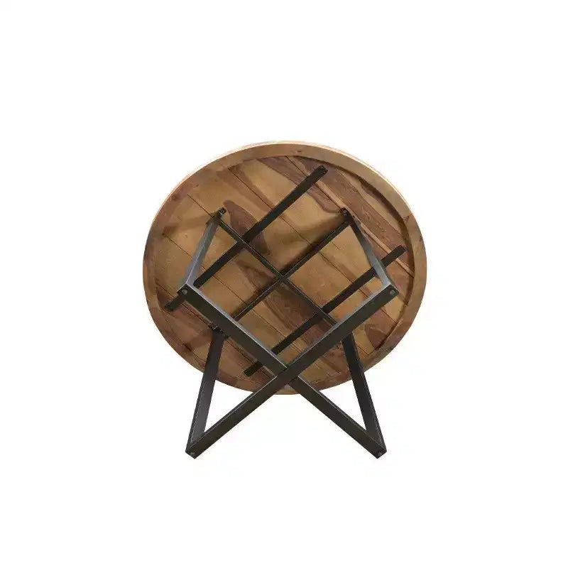 Tavolo da pranzo rotondo Blossom 48" in legno di sheesham marrone, fatto a mano, per 4-6 persone