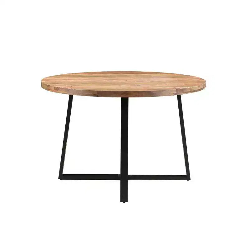 Tavolo da pranzo rotondo Blossom 48" in legno di sheesham marrone, fatto a mano, per 4-6 persone
