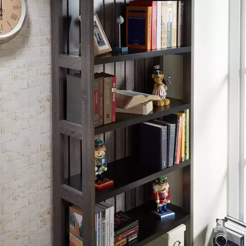 Libreria Kehoe Transizionale da 72" con 5 Ripiani e Dettagli in Metallo