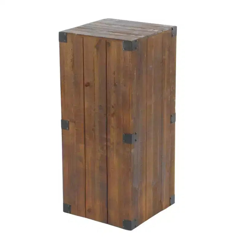Set da 5 Tavolini con Piedistallo in Legno Stile Fattoria Marroni, Mobili d'Accento per Interni, Nessun Montaggio Richiesto