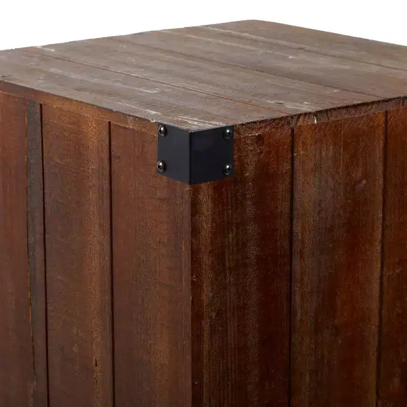 Set da 5 Tavolini con Piedistallo in Legno Stile Fattoria Marroni, Mobili d'Accento per Interni, Nessun Montaggio Richiesto
