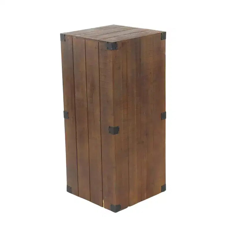 Set da 5 Tavolini con Piedistallo in Legno Stile Fattoria Marroni, Mobili d'Accento per Interni, Nessun Montaggio Richiesto