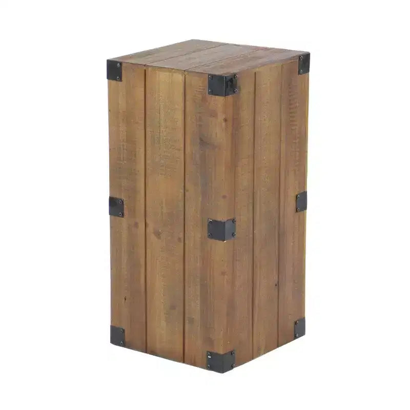 Set da 5 Tavolini con Piedistallo in Legno Stile Fattoria Marroni, Mobili d'Accento per Interni, Nessun Montaggio Richiesto