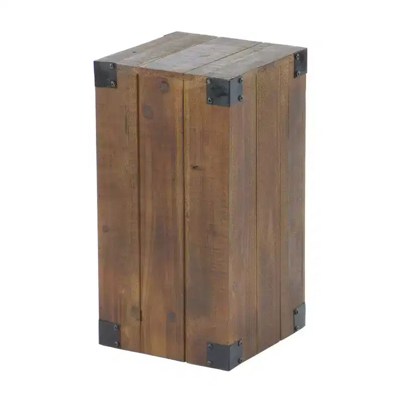 Set da 5 Tavolini con Piedistallo in Legno Stile Fattoria Marroni, Mobili d'Accento per Interni, Nessun Montaggio Richiesto