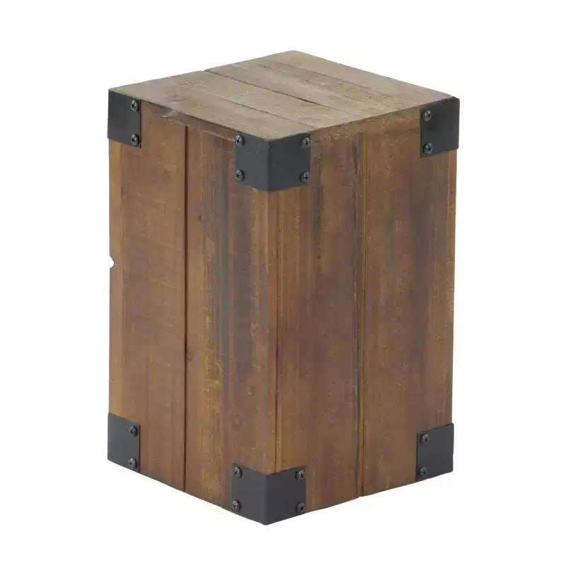 Set da 5 Tavolini con Piedistallo in Legno Stile Fattoria Marroni, Mobili d'Accento per Interni, Nessun Montaggio Richiesto