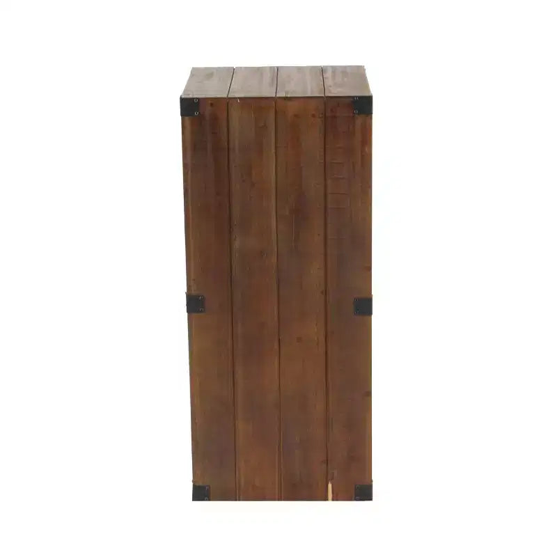 Set da 5 Tavolini con Piedistallo in Legno Stile Fattoria Marroni, Mobili d'Accento per Interni, Nessun Montaggio Richiesto
