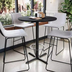Tavolo da bar rotondo in laminato da 36 con base ad anello poggiapiedi da 30x30