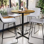 Tavolo da bar rotondo in laminato da 36 con base ad anello poggiapiedi da 30x30