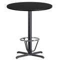 Tavolo da bar rotondo in laminato da 36 con base ad anello poggiapiedi da 30x30