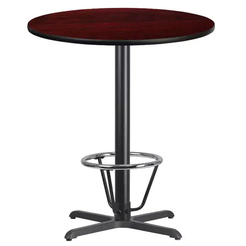 Emma and Oliver 36 Round Laminate Bar Table with 30x30 Foot Ring Base
