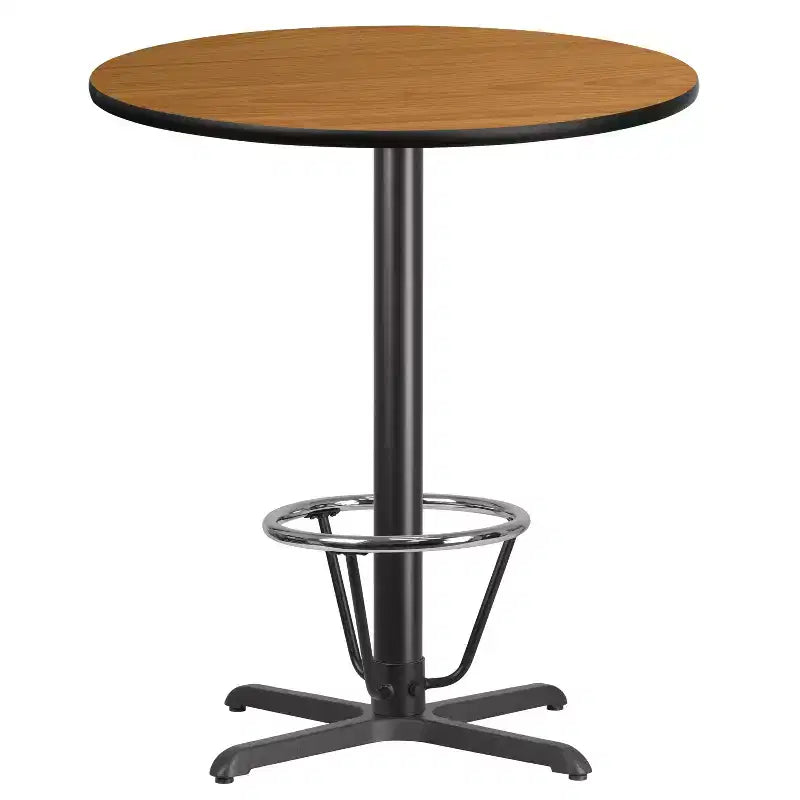 Tavolo da bar rotondo in laminato da 36 con base ad anello poggiapiedi da 30x30