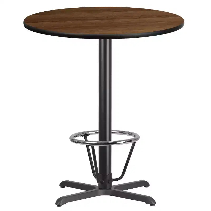 Tavolo da bar rotondo in laminato da 36 con base ad anello poggiapiedi da 30x30