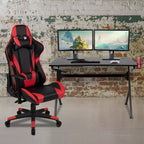 Scrivania da gaming con portabicchieri/gancio per cuffie e sedia reclinabile