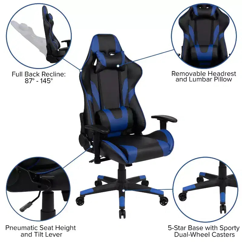 Scrivania da gaming con portabicchieri/gancio per cuffie e sedia reclinabile