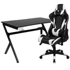 Scrivania da gaming con portabicchieri/gancio per cuffie e sedia reclinabile