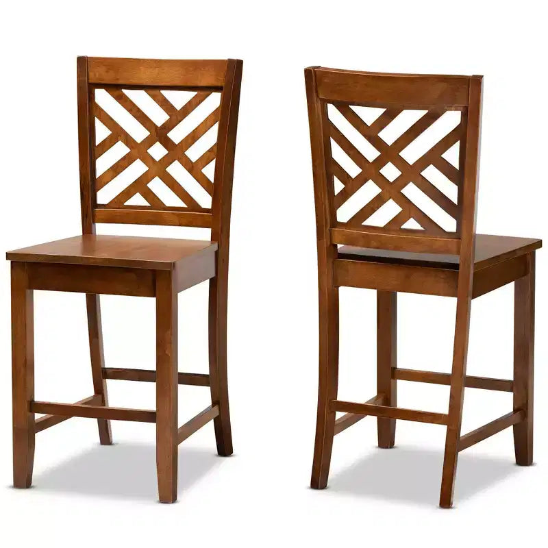 2pc Caron Wood Counter Stool Set - Baxton Studio