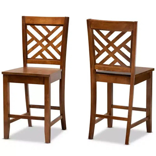 2pc Caron Wood Counter Stool Set - Baxton Studio