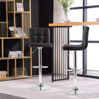 Set di 2 sedie da bar girevoli regolabili in pelle PU con schienale completo, nero