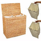 BirdRock Home Water Hyacinth Laundry Hamper Divided