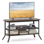 Costway TV Stand for 46 TVs with 2 Storage Shelves Tapered Metal Legs for Living Room