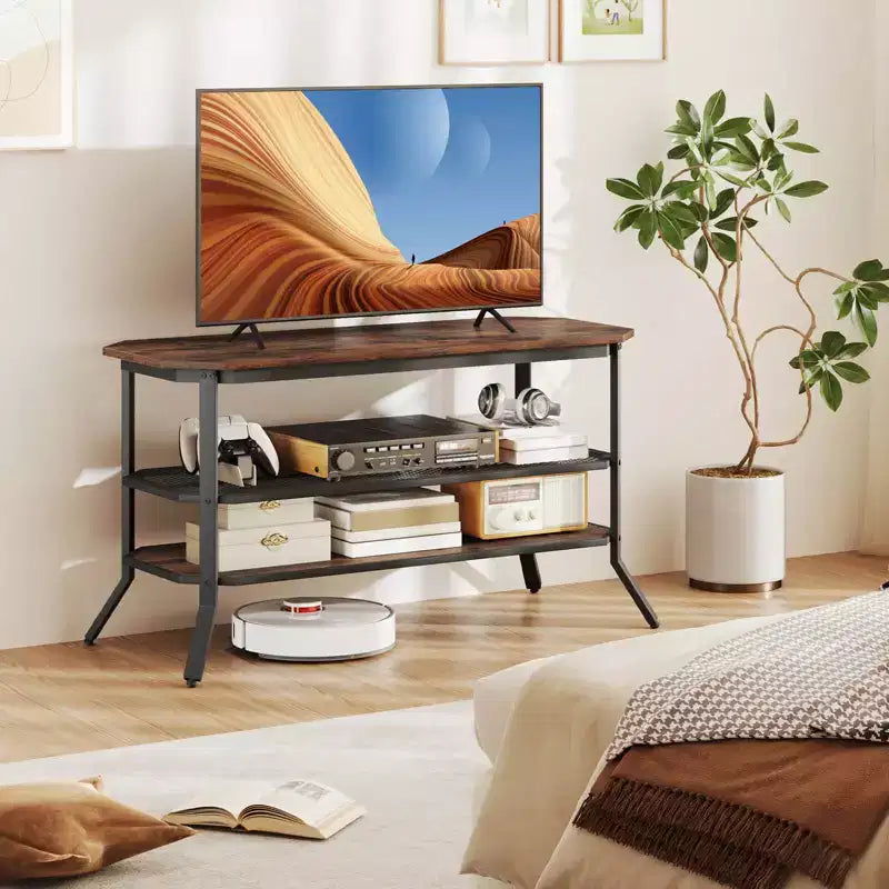 Mobile TV per televisori da 46" con 2 ripiani, gambe in metallo affusolate, per soggiorno